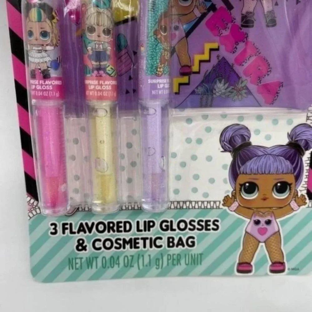 LOL Surprise Flavored Lip Gloss and Cosmetic Bag Set NEW